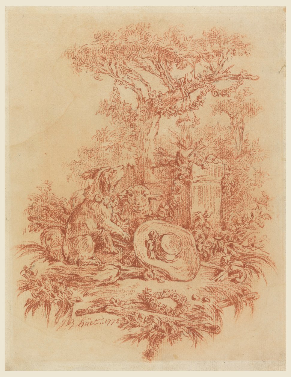 Teckning, Pastorale, 1772 av Jean Baptiste Huet