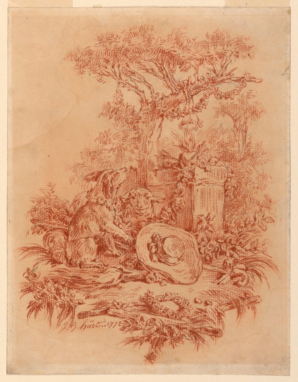 Teckning, Pastorale, 1772 av Jean Baptiste Huet