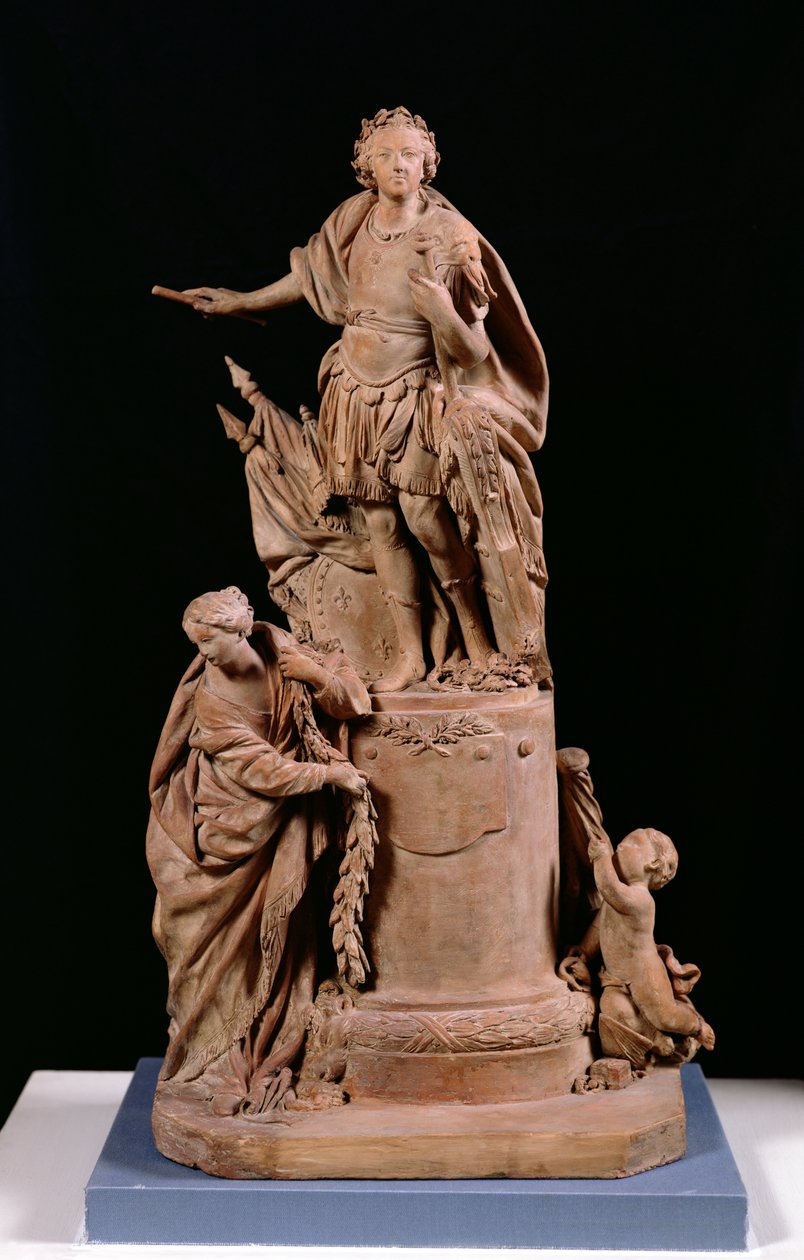 Ludvig XV (1710-74) som romersk kejsare, projekt för en staty för Hotel de Ville i Rennes, ca 1748 (terrakotta) av Jean Baptiste II Lemoyne