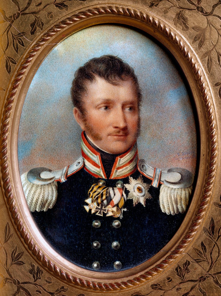 Fredrik Vilhelm III av Preussen - "" Porträtt av Fredrik Vilhelm III av Preussen (1770-1840) Kung av Preussen"" Målning av Johannes Döparen Isabey (1767-1855) 1800-talet av Jean Baptiste Isabey