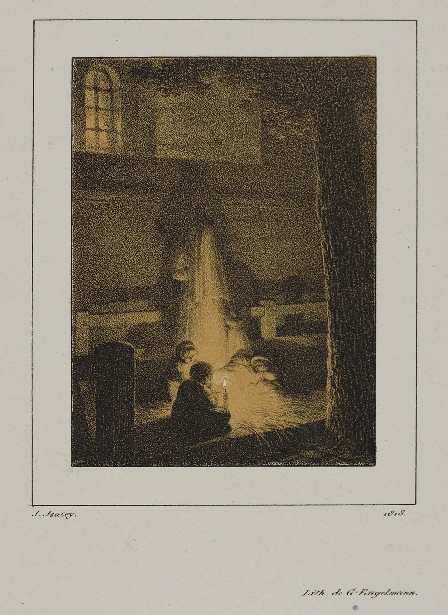 Grupp barn runt ett ljus av Jean Baptiste Isabey