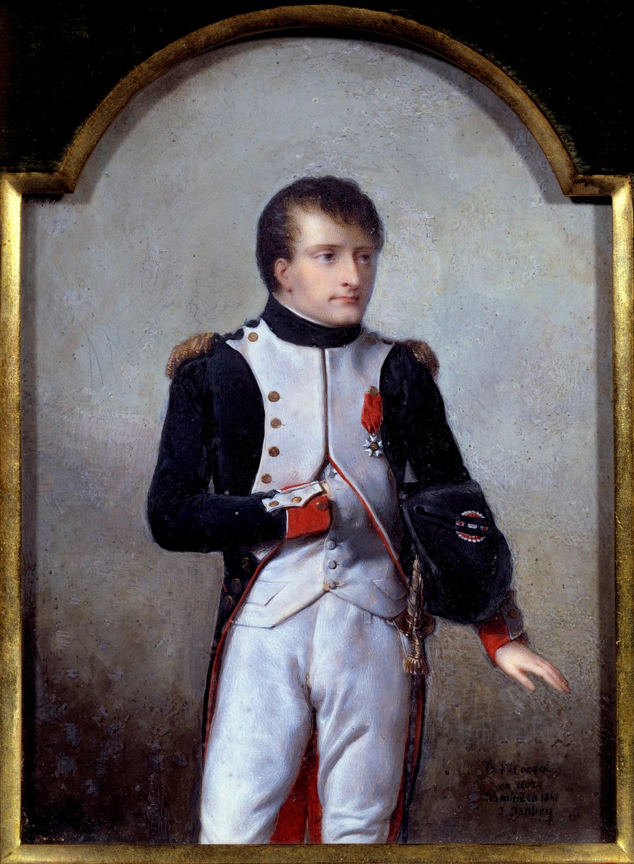 Porträtt av Napoleon Bonaparte (1769-1821) förste konsul 1802 Målning av Jean Baptiste Isabey (1767-1855) 1841, olja på elfenben av Jean Baptiste Isabey
