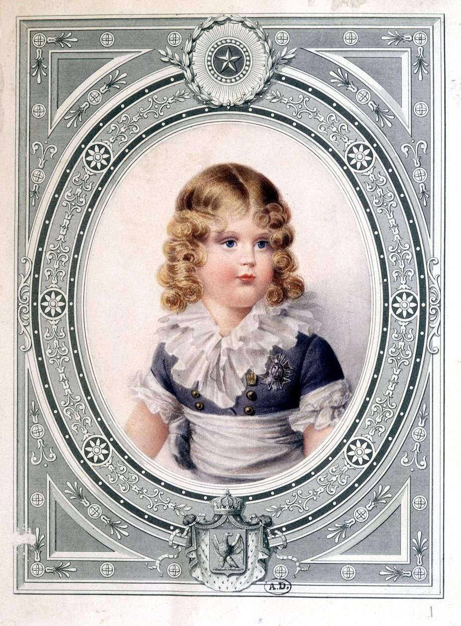 Porträtt av kungen av Rom (Napoleon II), son till kejsar Napoleon I (1769-1821) - av Isabey, tidigt 1800-tal. av Jean Baptiste Isabey