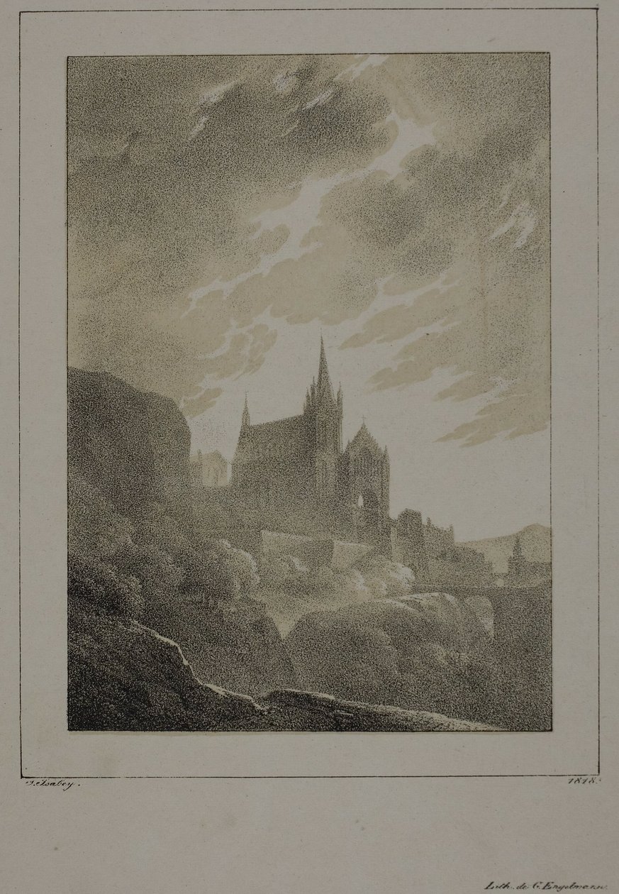 Utsikt över en kyrka av Jean Baptiste Isabey
