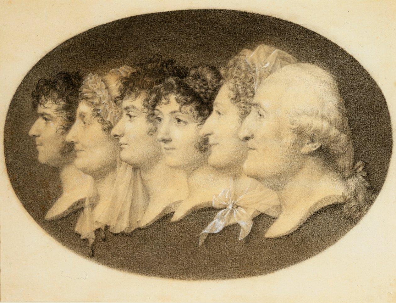 Profil Porträtt av Augustin och hans familj av Jean Baptiste Jacques Augustin