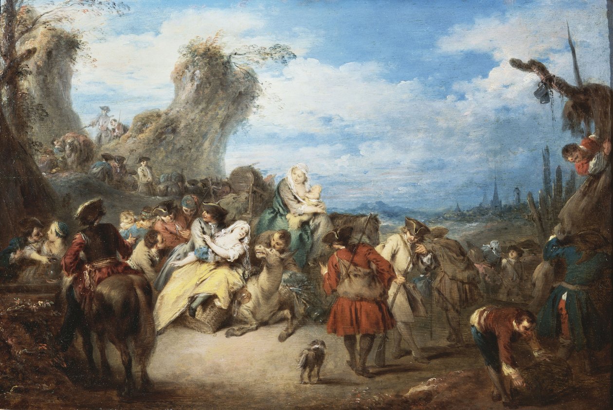 Truppmarschen, kallad krig av Jean Baptiste Joseph Pater