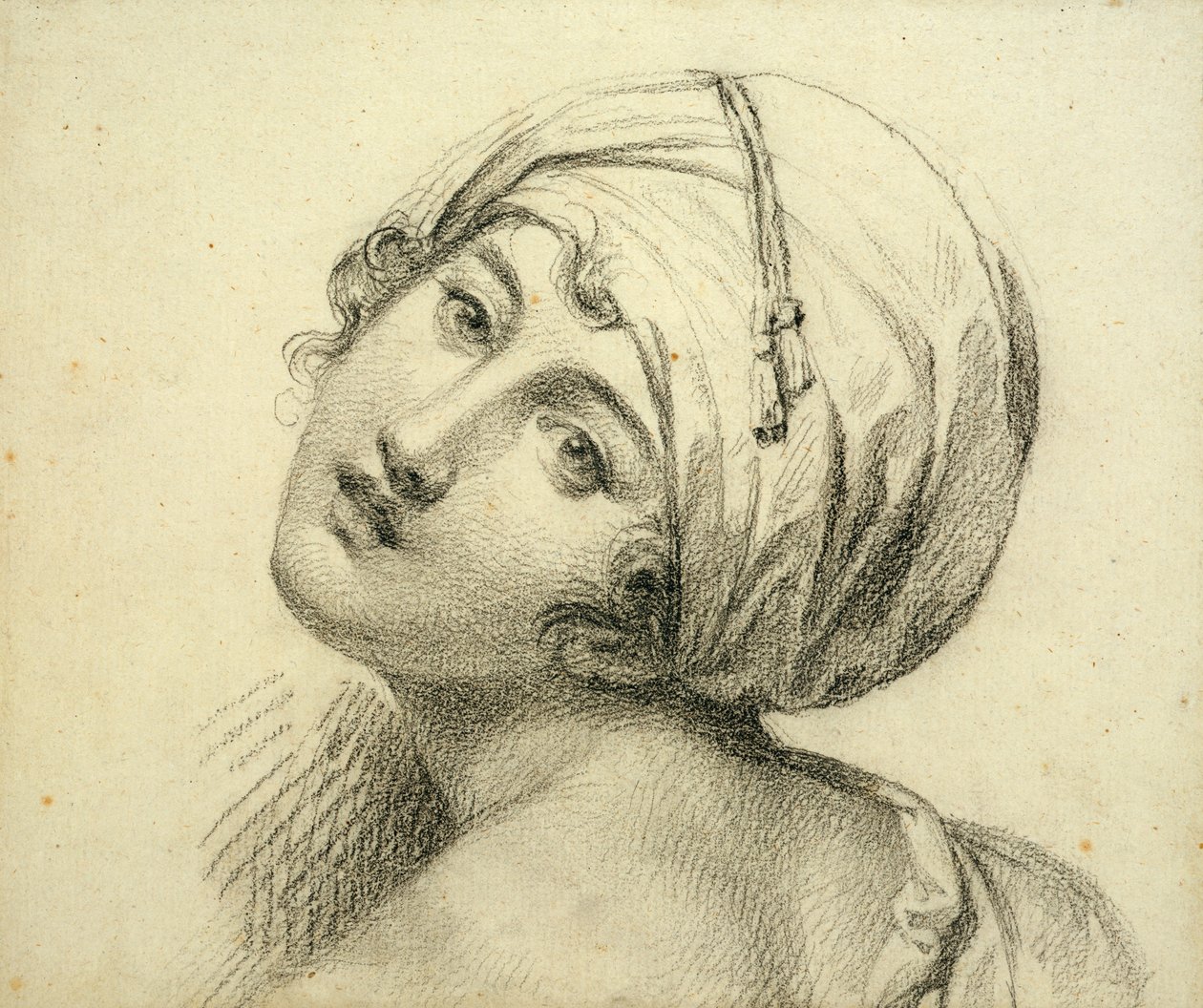 Porträtt av Emma (ca 1765-1815) Lady Hamilton (svart krita på papper) av Jean Baptiste Joseph Wicar