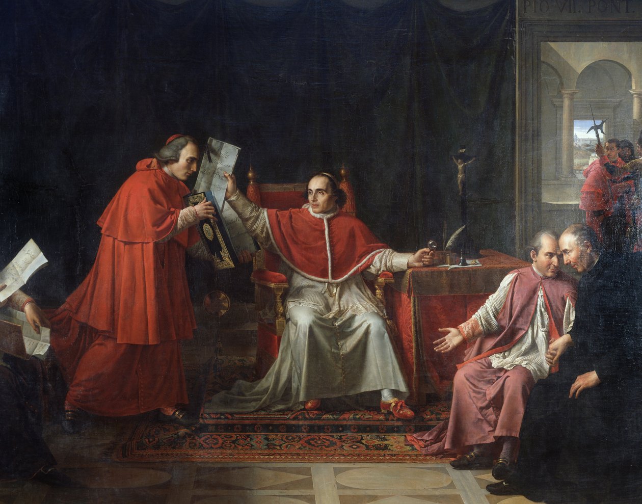 Underskrift av konkordatet mellan Frankrike och den heliga belägringen (Saint Siege), av påven Pius VII (1742 - 1823), 15 augusti av Jean Baptiste Joseph Wicar