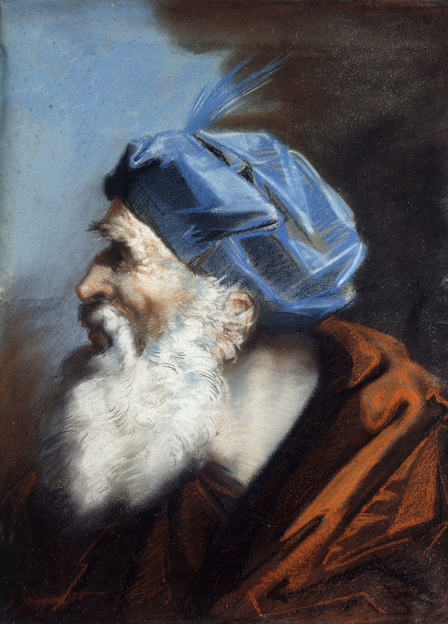 Ett huvud för Josef från Arimathaea, tittar åt vänster, av Jean Baptiste Jouvenet