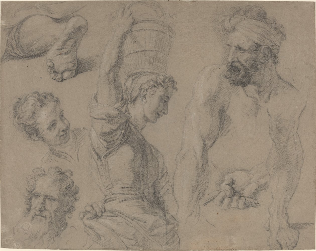 Studie för Miraculous Draft of Fishes (?) av Jean Baptiste Jouvenet