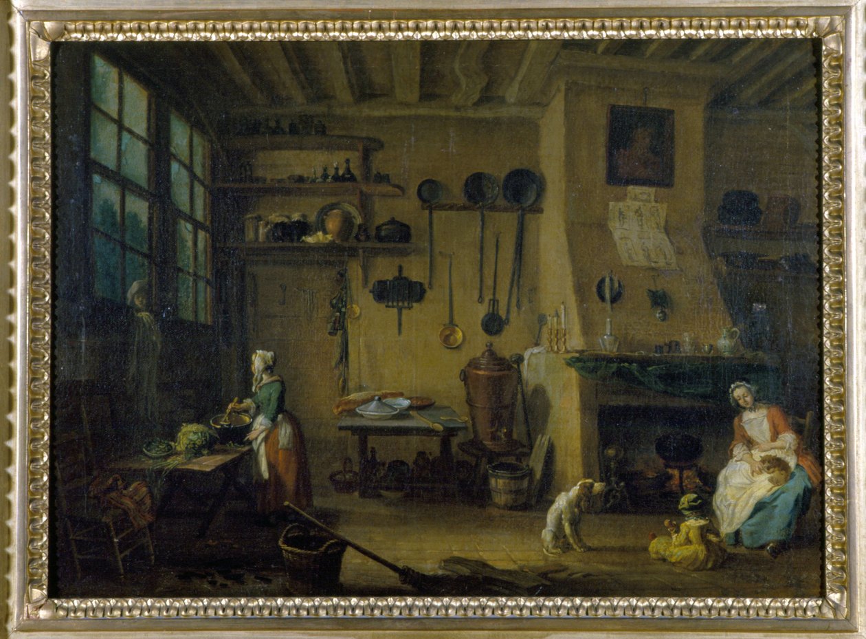 Borgerligt kök - målning av J.B Lallemand (1716 - 1803), sent 1600-tal, Museum of Fine Arts i Dijon. av Jean Baptiste Lallemand