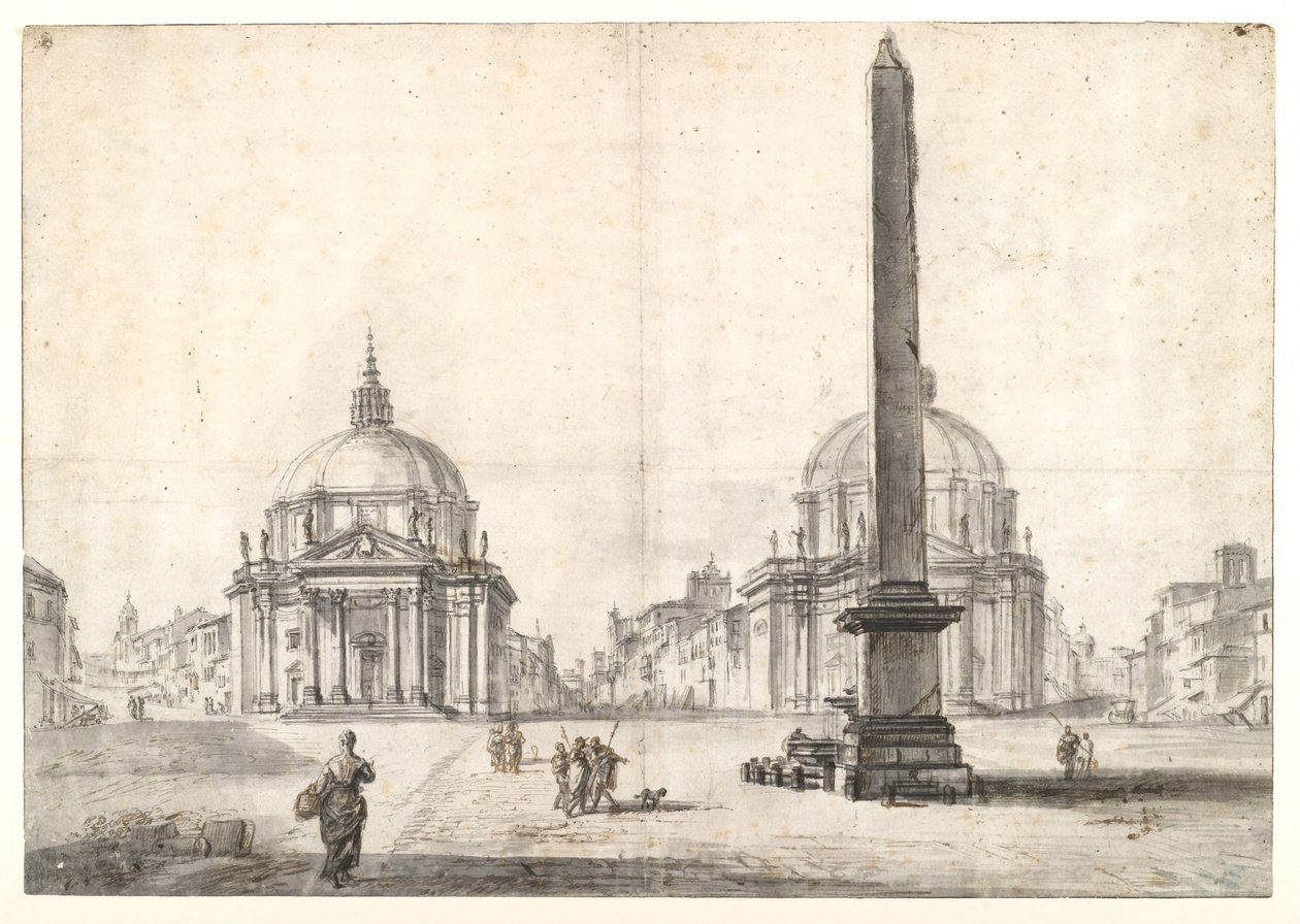 Piazza del Popolo, Rom av Jean Baptiste Lallemand