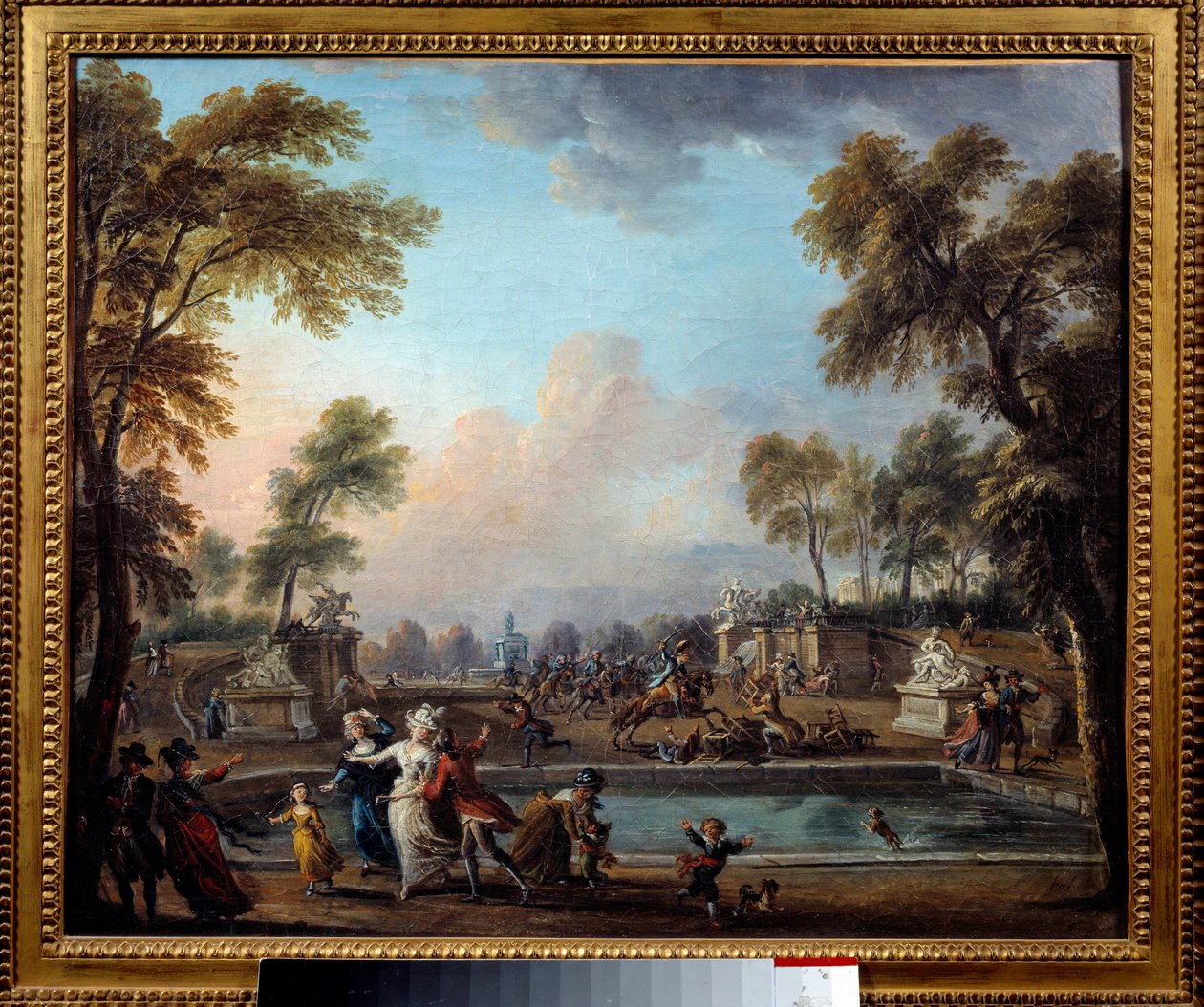 Anklagelsen mot prinsen av Lambesc i Jardin des Tuileries den 12 juli av Jean Baptiste Lallemand