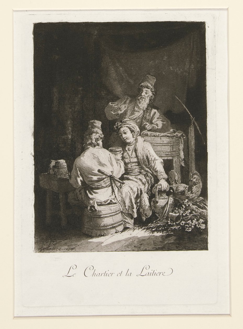 La vertu au cabaret (The Virtue in the Cabaret) och Le charretier et la laitiere (The Carter and the Dairywoman) av Jean Baptiste Le Prince