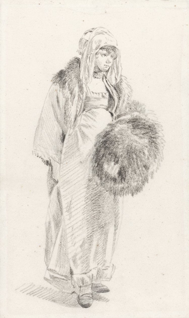 Rysk kvinna med en pälsmuff, mellan 1758 och 1761 av Jean Baptiste Le Prince