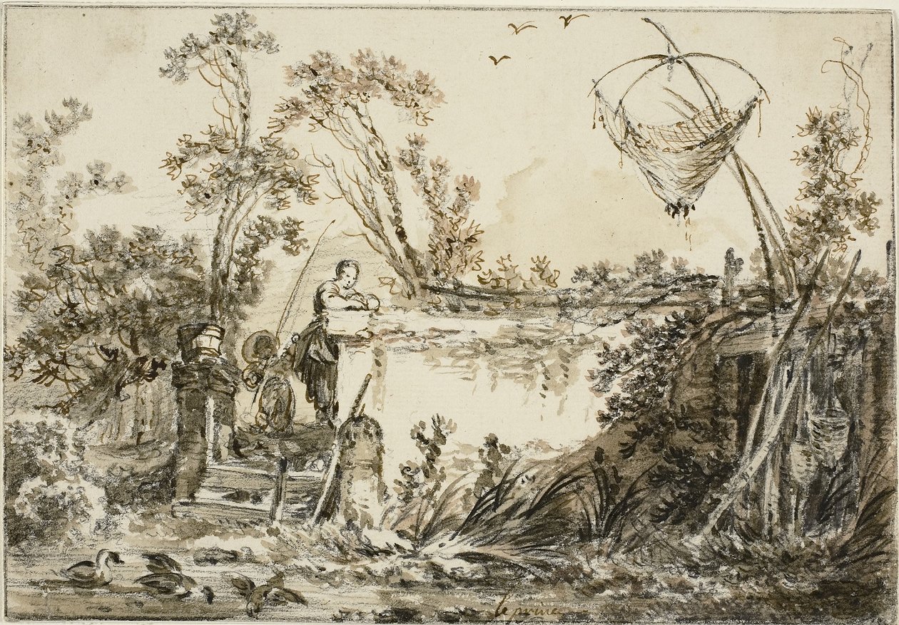 Studie för frontispicen för Varie Vedute del Gentile, c.1755 av Jean Baptiste Le Prince