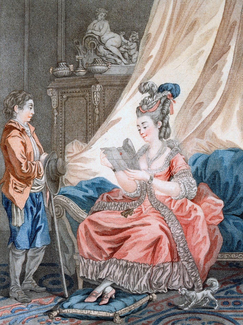 The Welcome News, graverad av L. Marin, pub. Av Vivares, London, ca 1770-80 av Jean Baptiste Le Prince