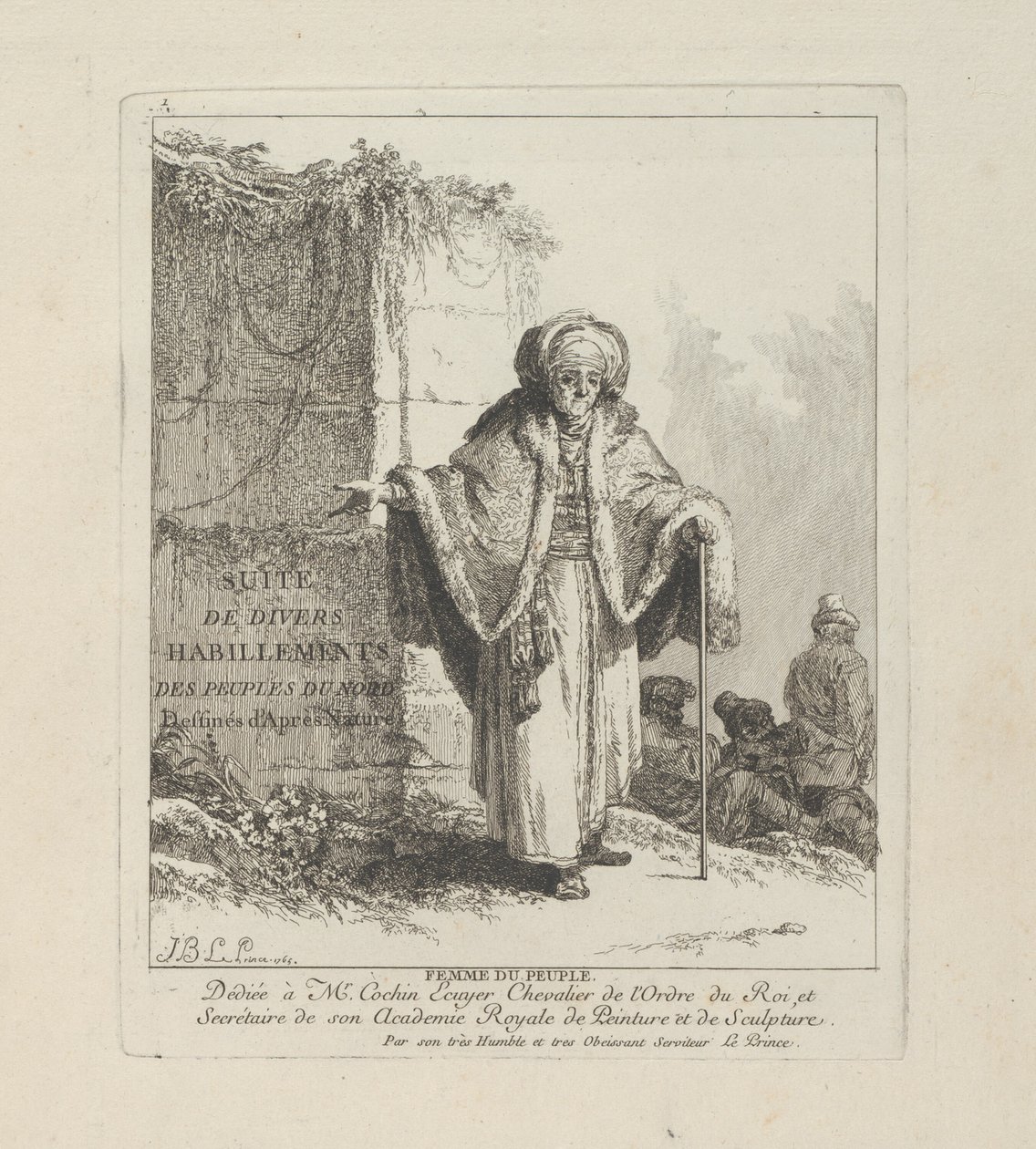 Woman of the People, tallrik ett från Miscellaneous Clothing of the Northern Peoples av Jean Baptiste Le Prince
