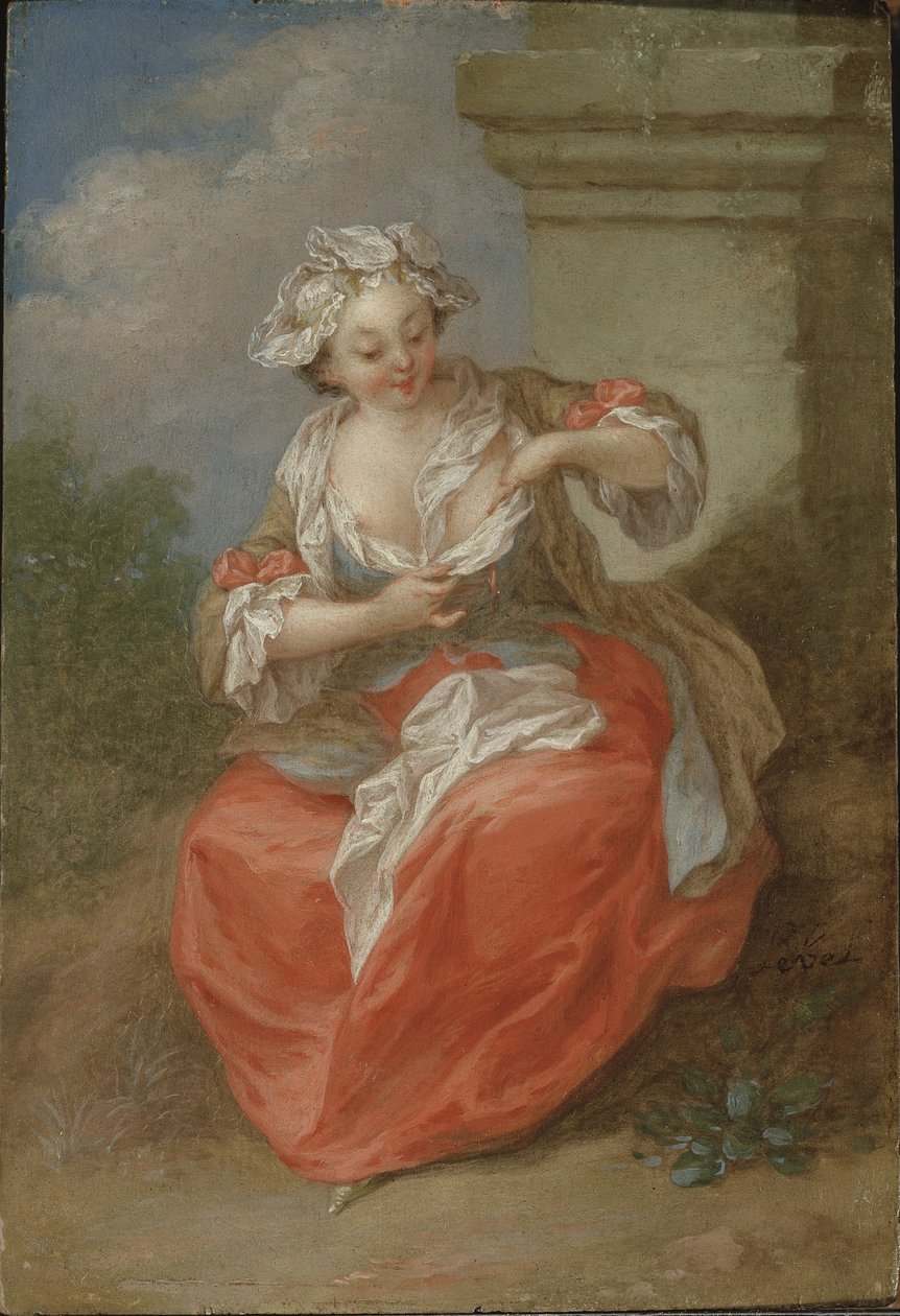 Ung flicka jagar loppor, ca 1750 (olja på duk) av Jean Baptiste Lebel