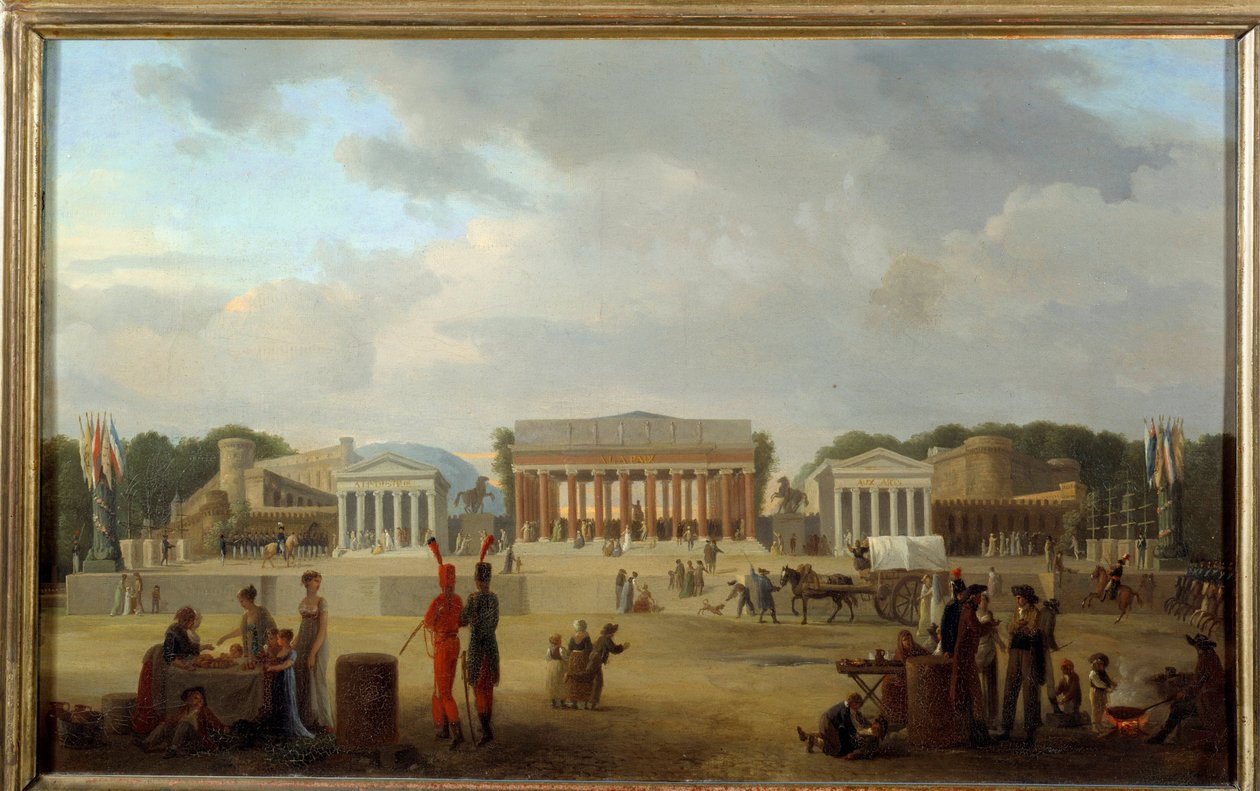 Utsikt över den stora teatern på Place de la Concorde i Paris för festen de la Paix den 18:e dimman och X (9/11/1801) Målning av Jean Baptiste Cazin (1791-1810) 1801 Sön. 0,35x0,56 m Paris, Musee Carnavalet av Jean Baptiste Louis Cazin