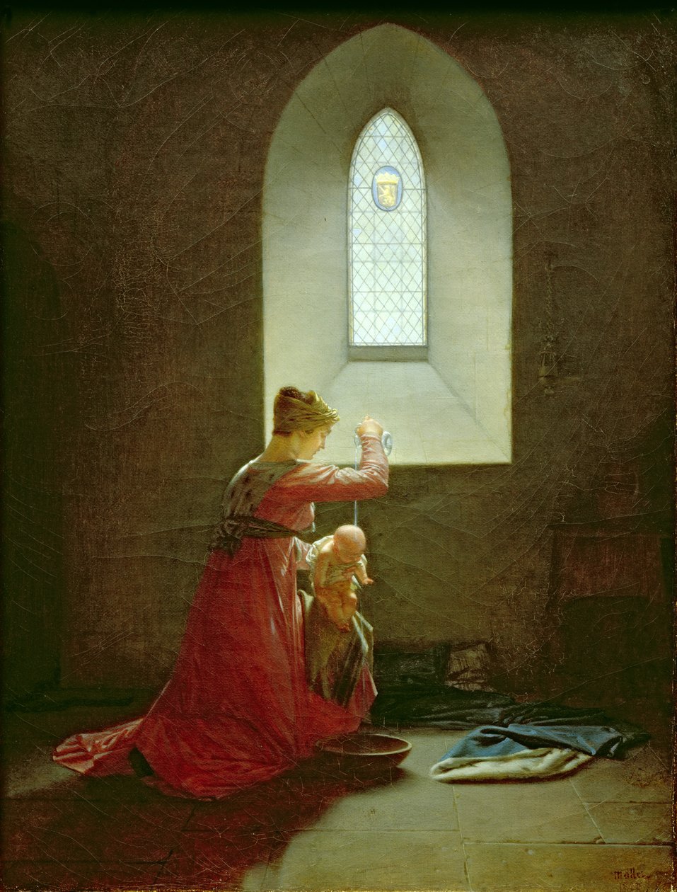 Genevieve av Brabant döper sin son i fängelset av Jean Baptiste Mallet