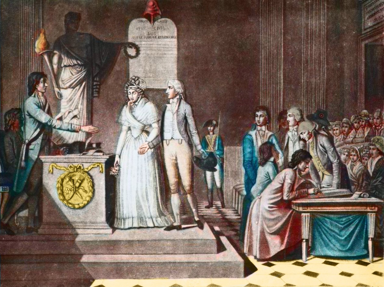 Det republikanska äktenskapet - republikanskt äktenskap - efter Aquatinten av Jean-Baptiste Mallet (1759-I835) - 1700-talet av Jean Baptiste Mallet