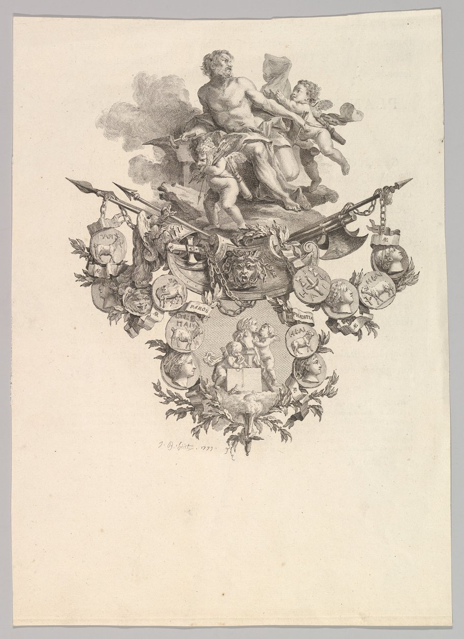 Vinjett med Hefaistos och Putti, 1779. av Jean Baptiste Marie Huet
