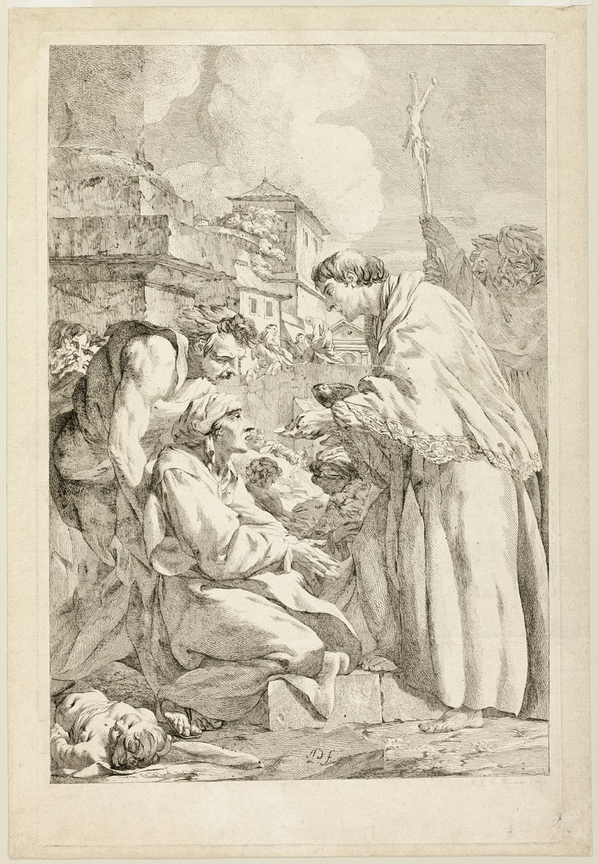 Saint Charles Borromeo välsignar den pestdrabbade av Jean Baptiste Marie Pierre
