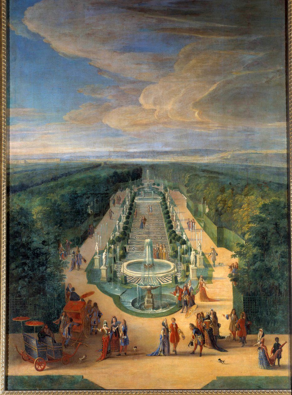 Utsikt över lunden i Galerie des Antiques i trädgårdarna i Versailles Målning av Jean-Baptiste Martin (den äldre) (1659-1735) Runt 1688 sön. 2x1,4 m Versailles, musee du chateau av Jean Baptiste Martin