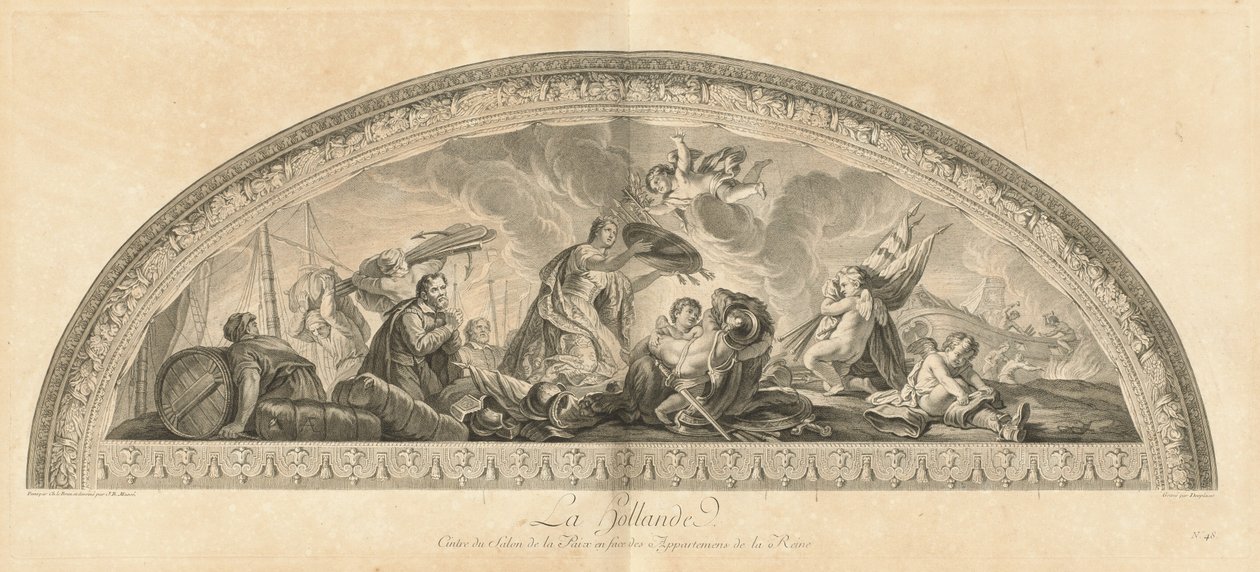 Holland, Centre of the Salon of Peace Mittemot drottningens lägenheter [pl. 48] av Jean Baptiste Masse