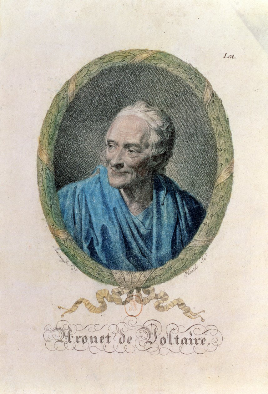 Francois Marie Arouet de Voltaire (1694-1778) graverad av James Heath (1757-1834) av Jean Baptiste Mauzaisse