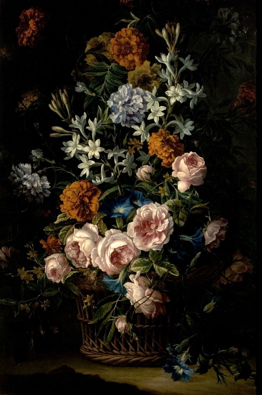 Blommor i en korg av Jean Baptiste Monnoyer