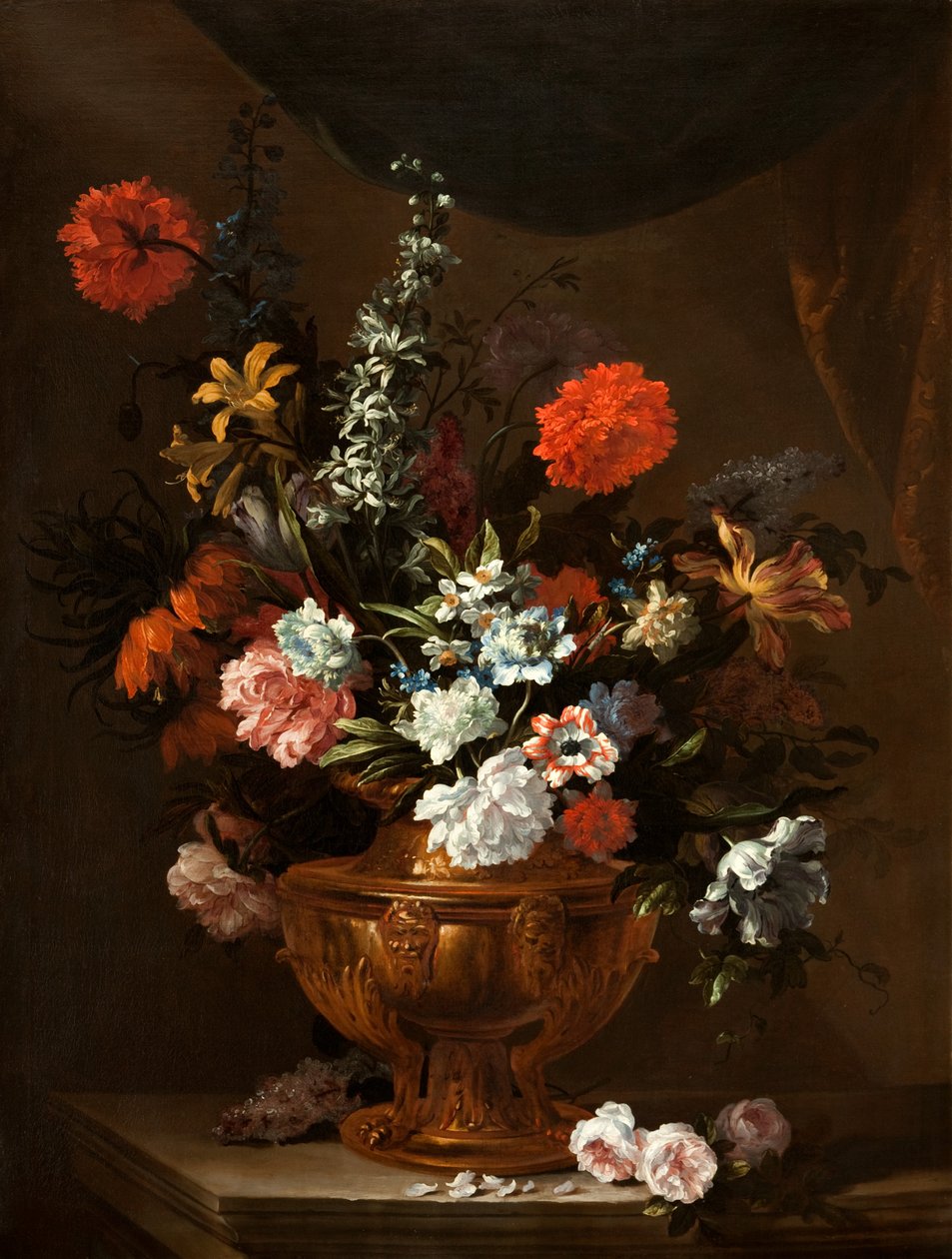 Blommor i en skulpterad vas av Jean Baptiste Monnoyer