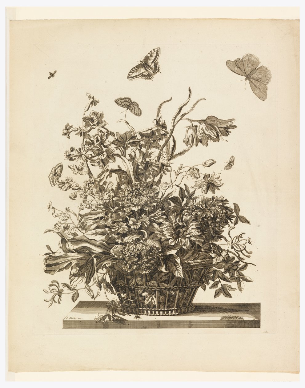 Tallrik 10, från set med blommor i en korg av Jean Baptiste Monnoyer