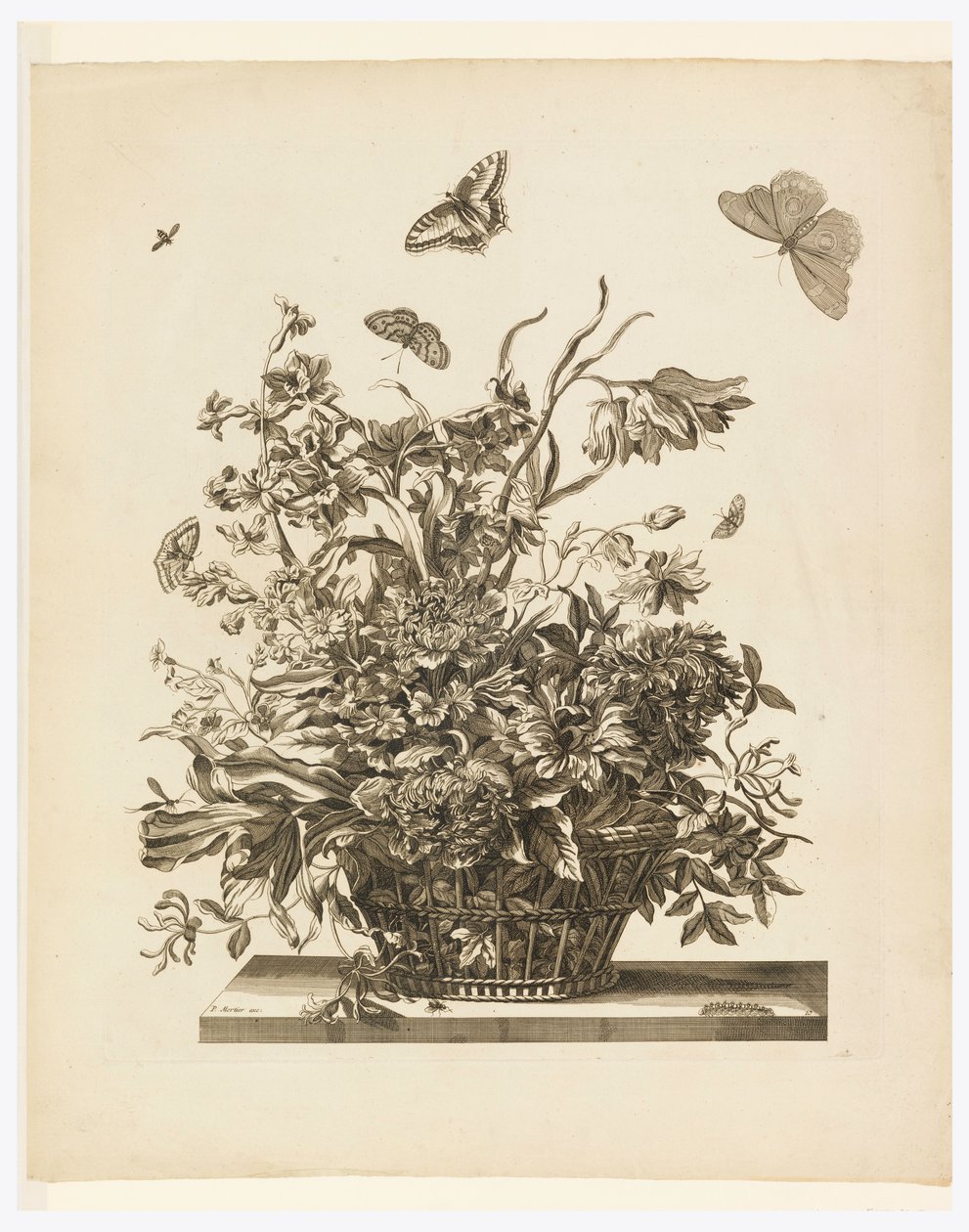 Tallrik 10, från serien Blommor i en korg av Jean Baptiste Monnoyer