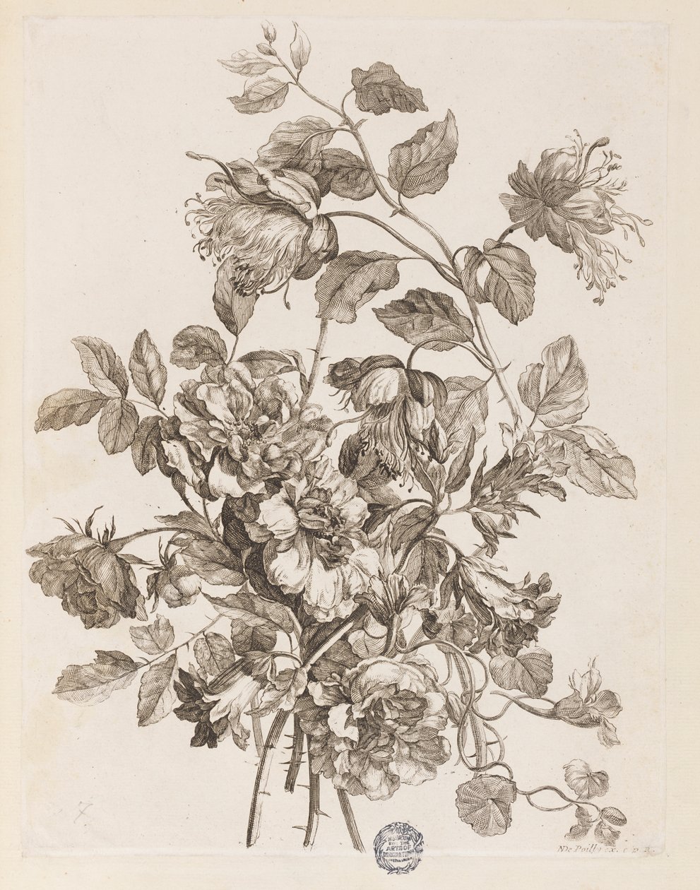 Tallrik från "The Book of All Kinds of Flowers from Nature" av Jean Baptiste Monnoyer