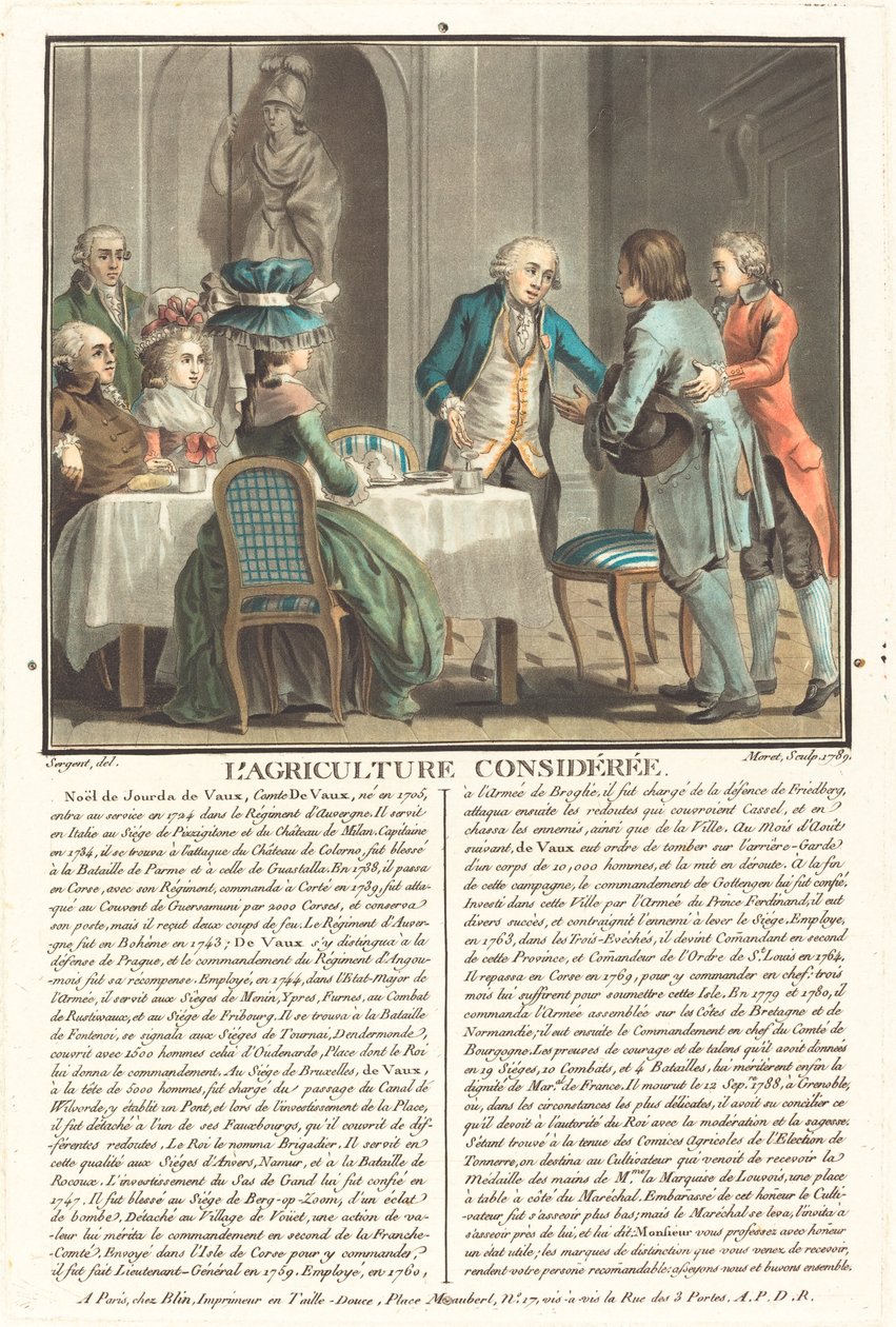 Jordbruk övervägt, Comte de Veaux av Jean Baptiste Morret after Antoine François Sergent
