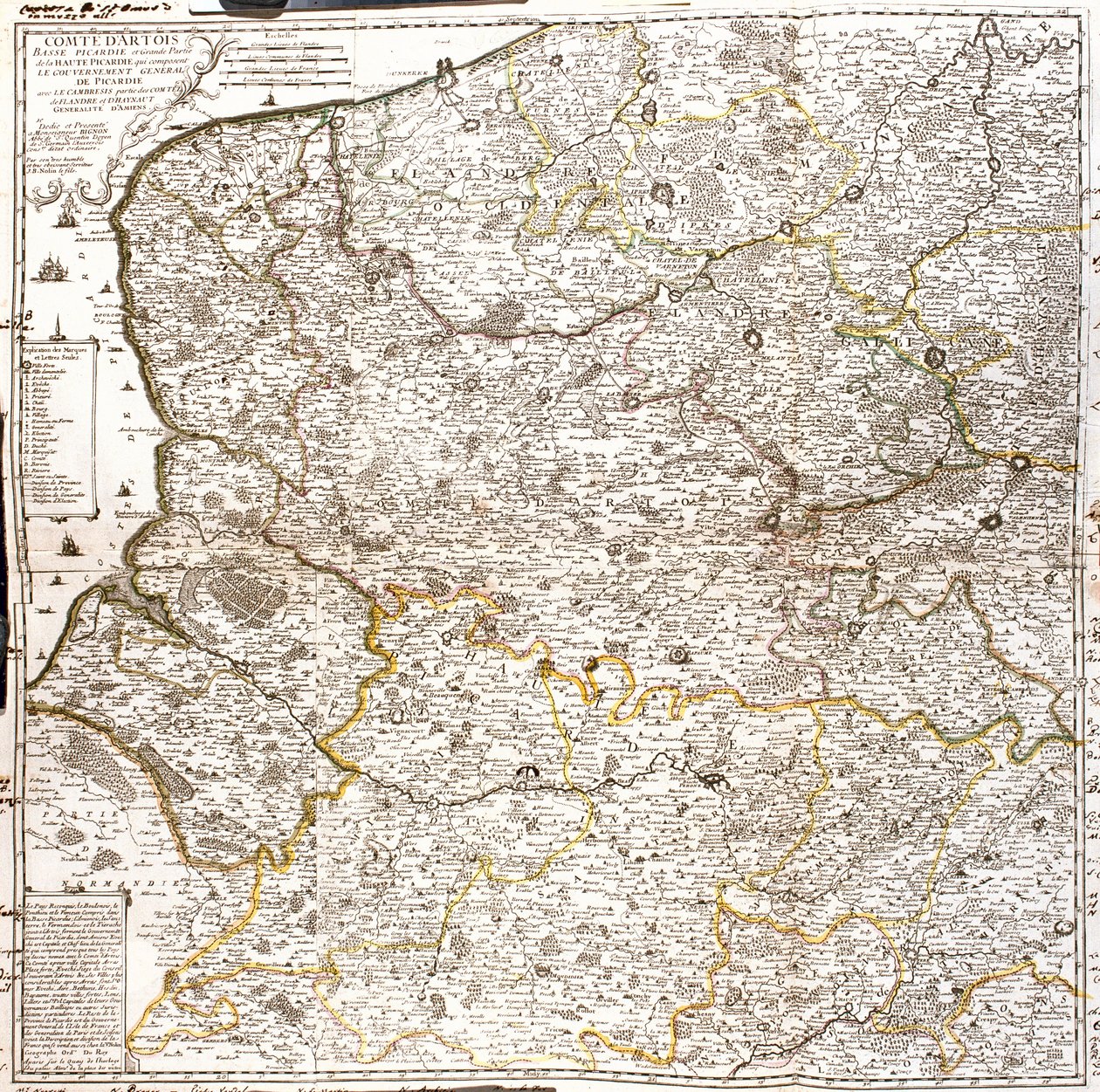 Karta över Artois (Frankrike) och Flandern (Belgien, Nederländerna) (Gravering av Jean Baptiste Nolin