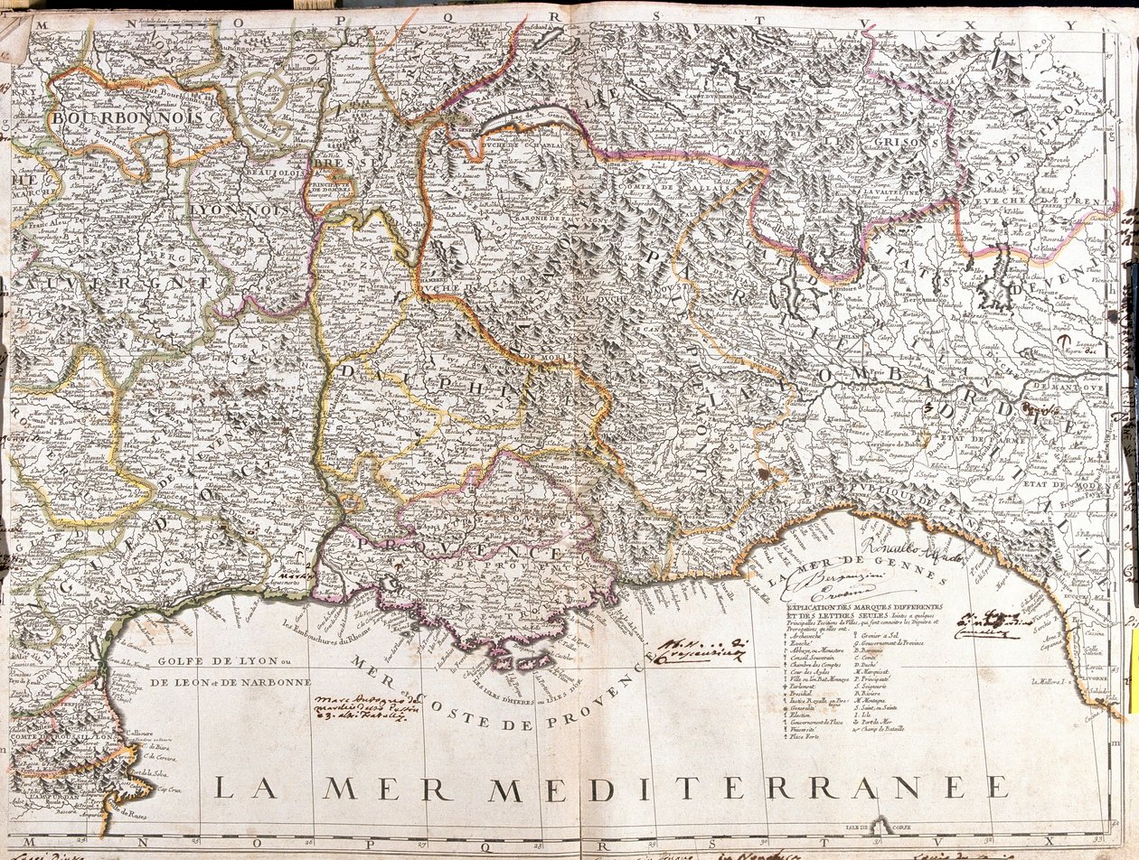 Karta över Dauphine och Provence (Frankrike) (Gravering av Jean Baptiste Nolin