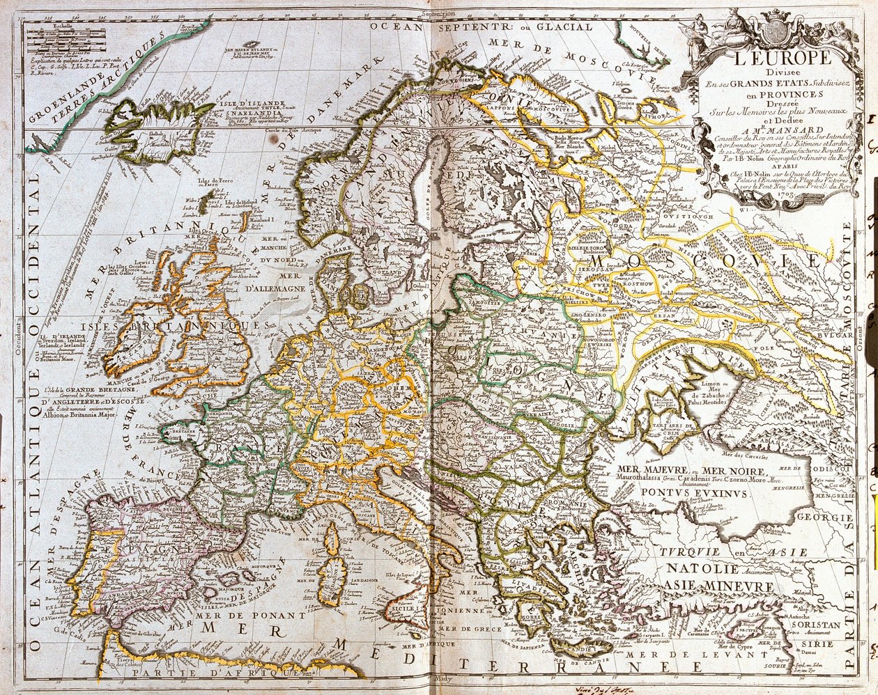 Karta över Europa av Jean Baptiste Nolin