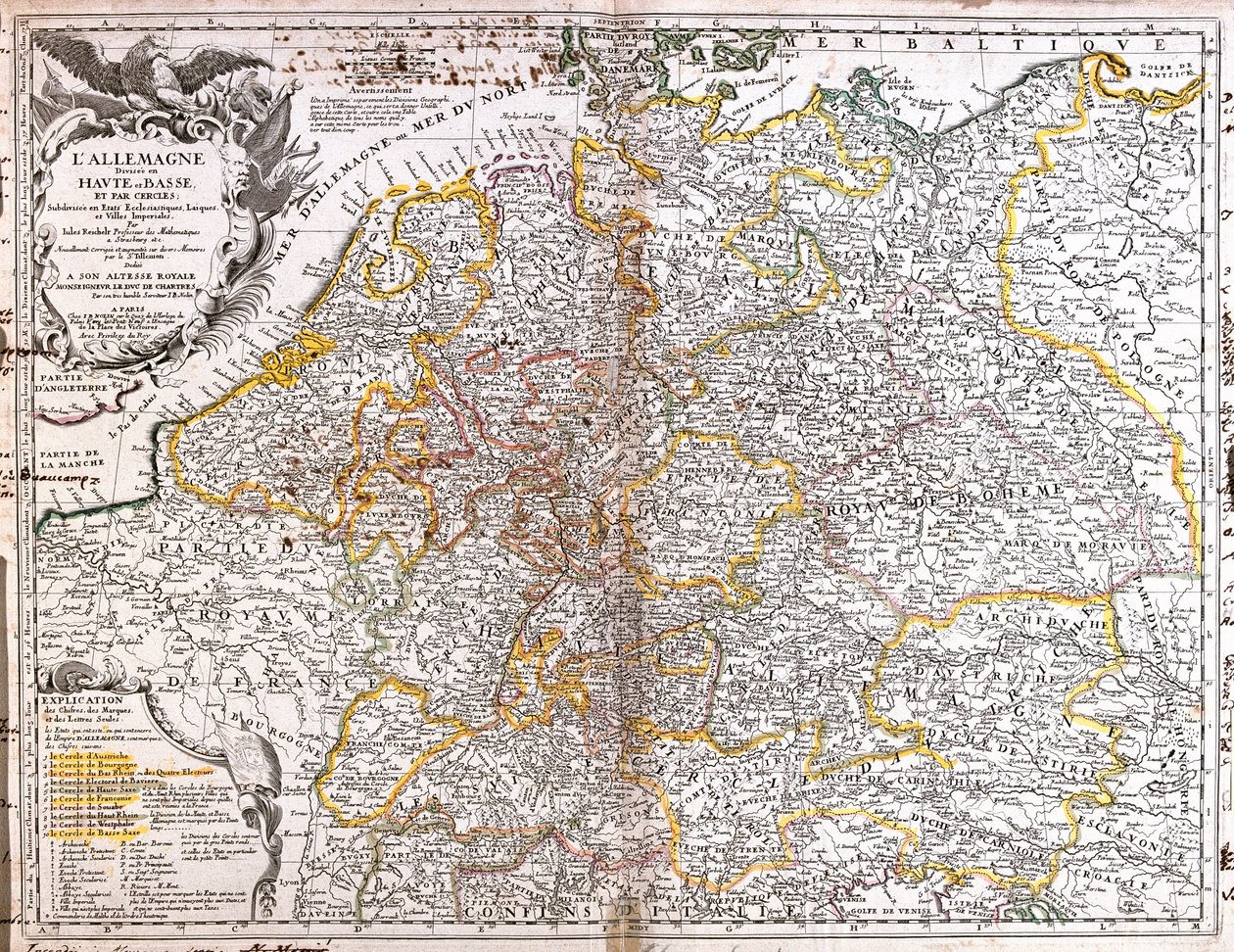 Karta över Tyskland (1703) (Skärv av Jean Baptiste Nolin