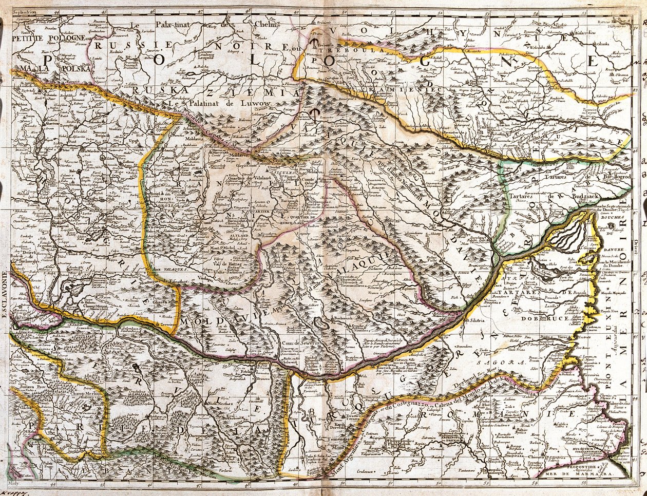 Karta över Moravian Wallachia (Tjeckien) (gravyr av Jean Baptiste Nolin