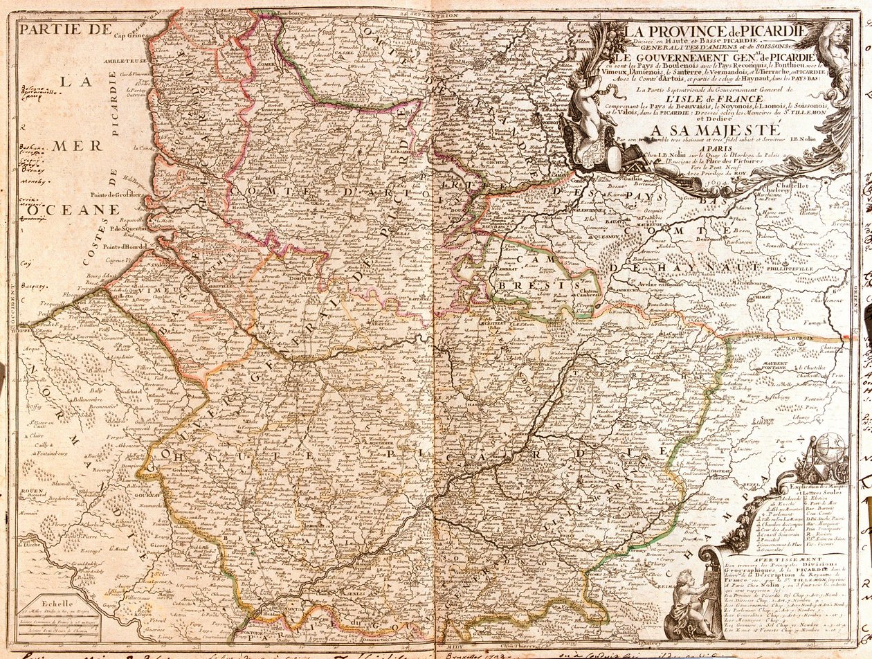 Karta över Picardie (Frankrike) av Jean Baptiste Nolin