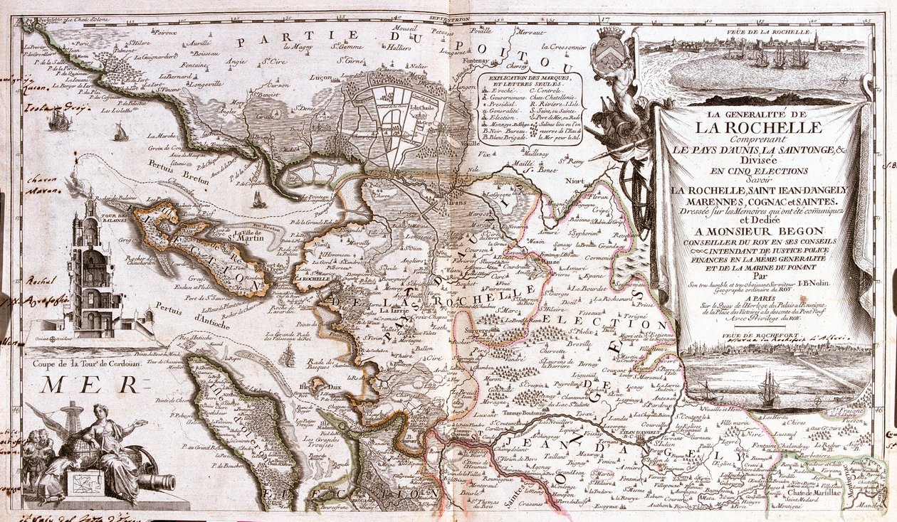 Karta över Poitou Charentes (Frankrike) (Gravering av Jean Baptiste Nolin