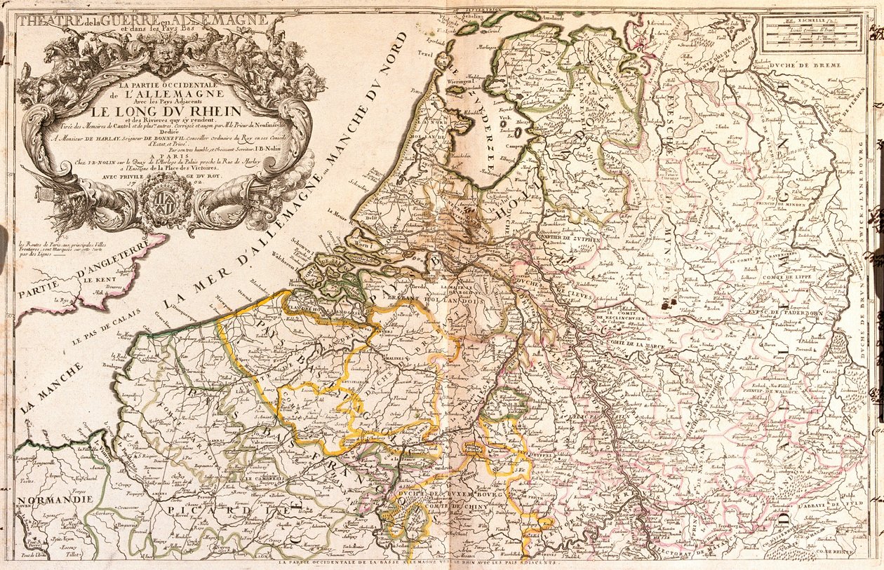 Karta över Västtyskland och Nederländerna av Jean Baptiste Nolin