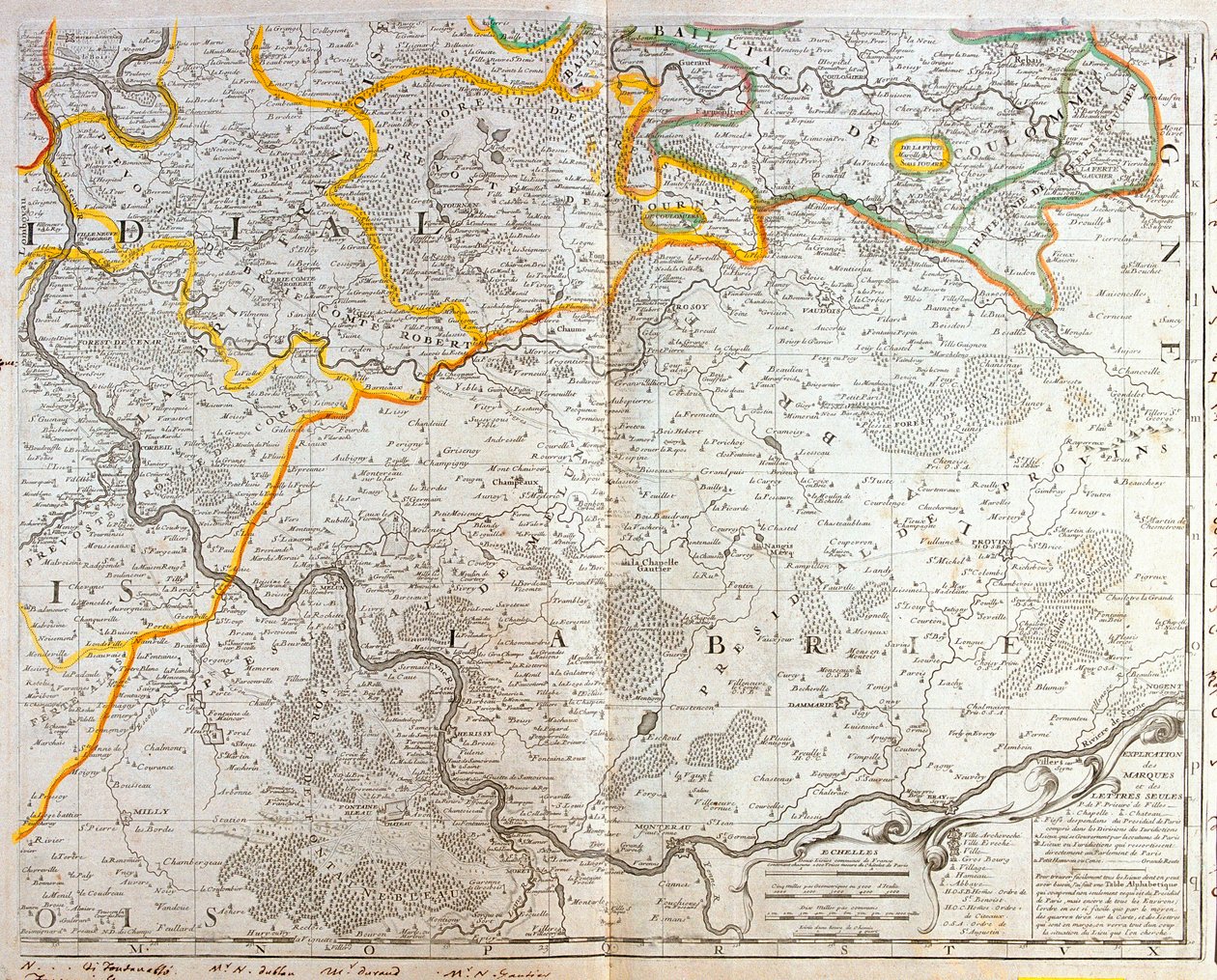 Karta över östra delen av Ile de France av Jean Baptiste Nolin