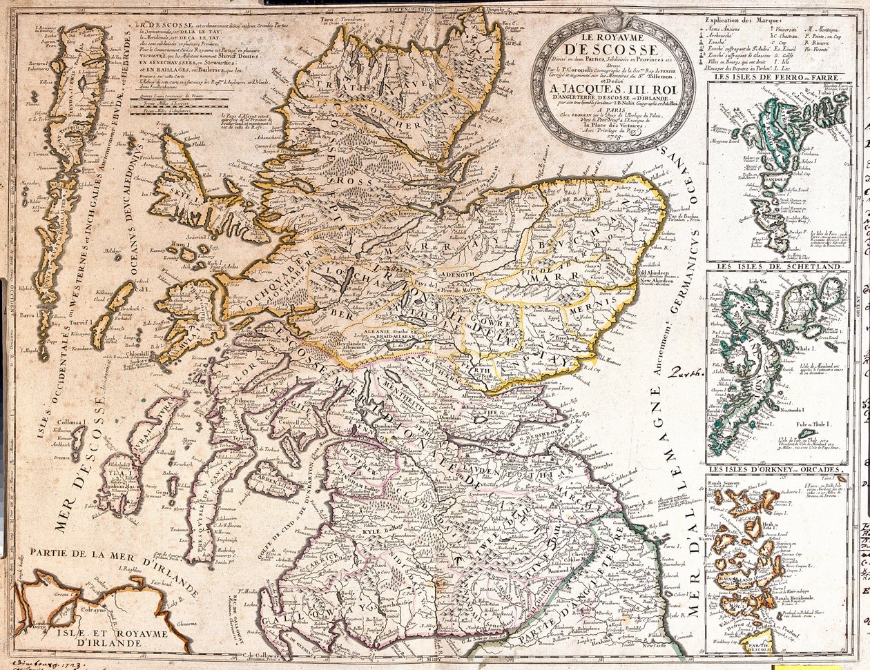 Karta över kungariket Skottland, under James II:s regeringstid av Jean Baptiste Nolin