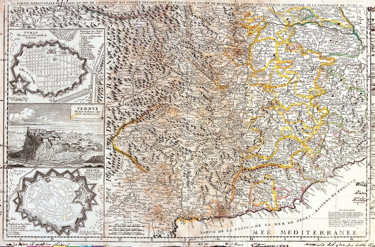 Karta över hertigen av Savojens södra territorium, i Italien (Gravering av Jean Baptiste Nolin