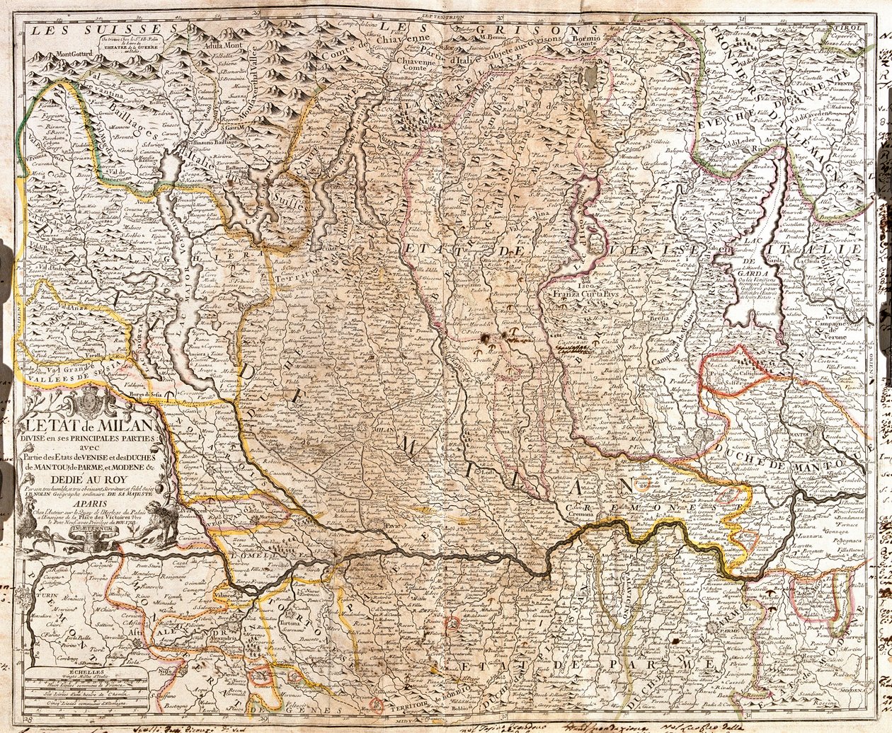 Karta över området Milano (Italien) (Gravering av Jean Baptiste Nolin