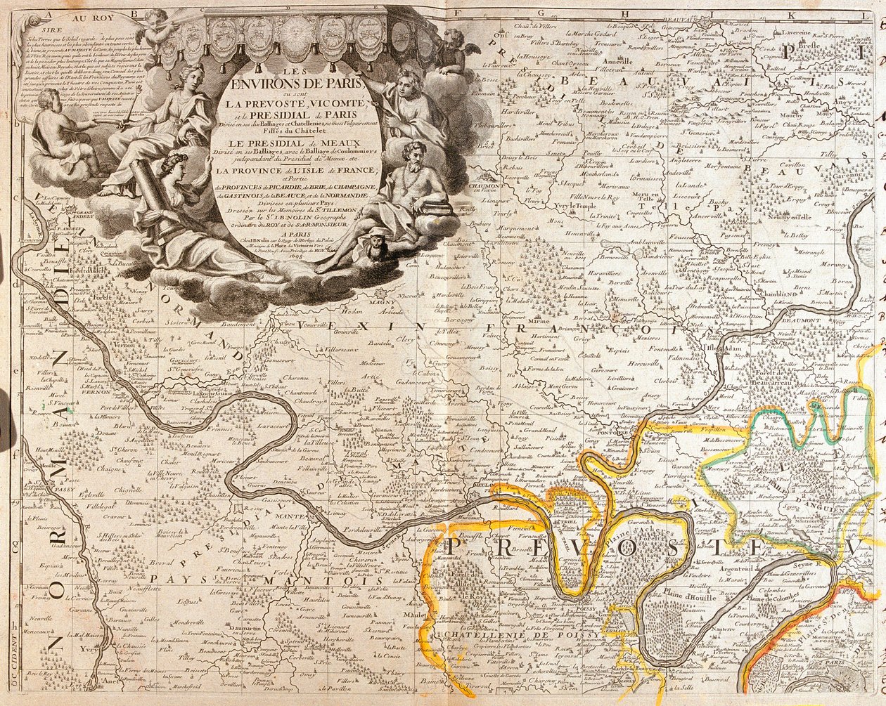 Karta över nordvästra Ile de France av Jean Baptiste Nolin